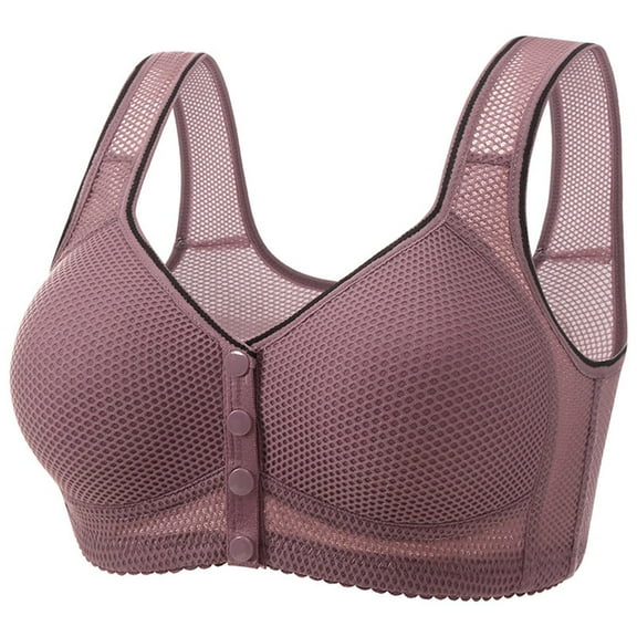cfhntfmh Women's Plus Size Front Closure Bras Full Coverage Unpadded Wireless Everyday Bras with Support No Underwire