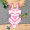 thumbnail image 4 of ZOYOEN Girls One Piece Swimsuit- Full coverage Tie Dye Halter Cute Kids Bathing Suit Pink Size 14, 4 of 8