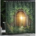 thumbnail image 3 of Ambesonne Green Shower Curtain, Mystic Vivid Sun Beams, 69"Wx84"L, Green and Brown, 3 of 4