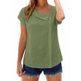 thumbnail image 4 of WRKEKC Racerback Tank Tops for Women Solid Color Half Moon Neck Button Cap Sleeve Cotton Linen Summer Casual Top, 4 of 9