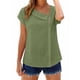 thumbnail image 2 of TaTaai Womens solid crew neck t-shirt, linen cotton blend, short sleeve, button cuff, cutout design, casual comfortable, lightweight, perfect for weekend trips & casual gatherings Gift, 2 of 9
