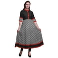 thumbnail image 1 of Bimba Black Aztec Ikat Indian Kurtis For Women Printed A Line Anarkali Kurti Casual Ethnic Dress-X-Large, 1 of 5