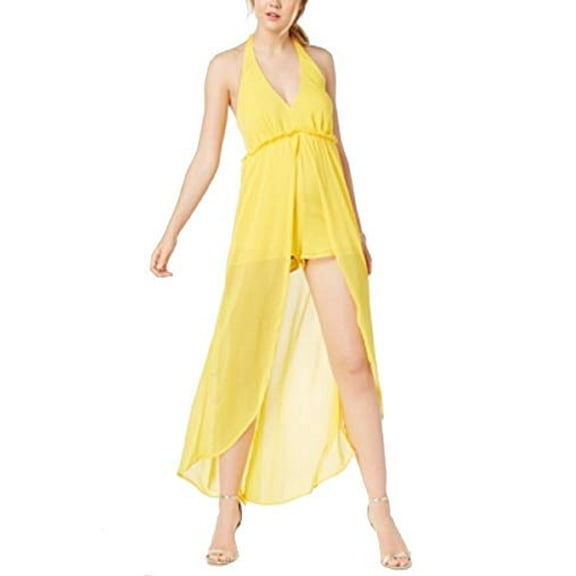 Material Girl Juniors' Halter Romper with Sheer Overlay Maxi Skirt, M ($65)