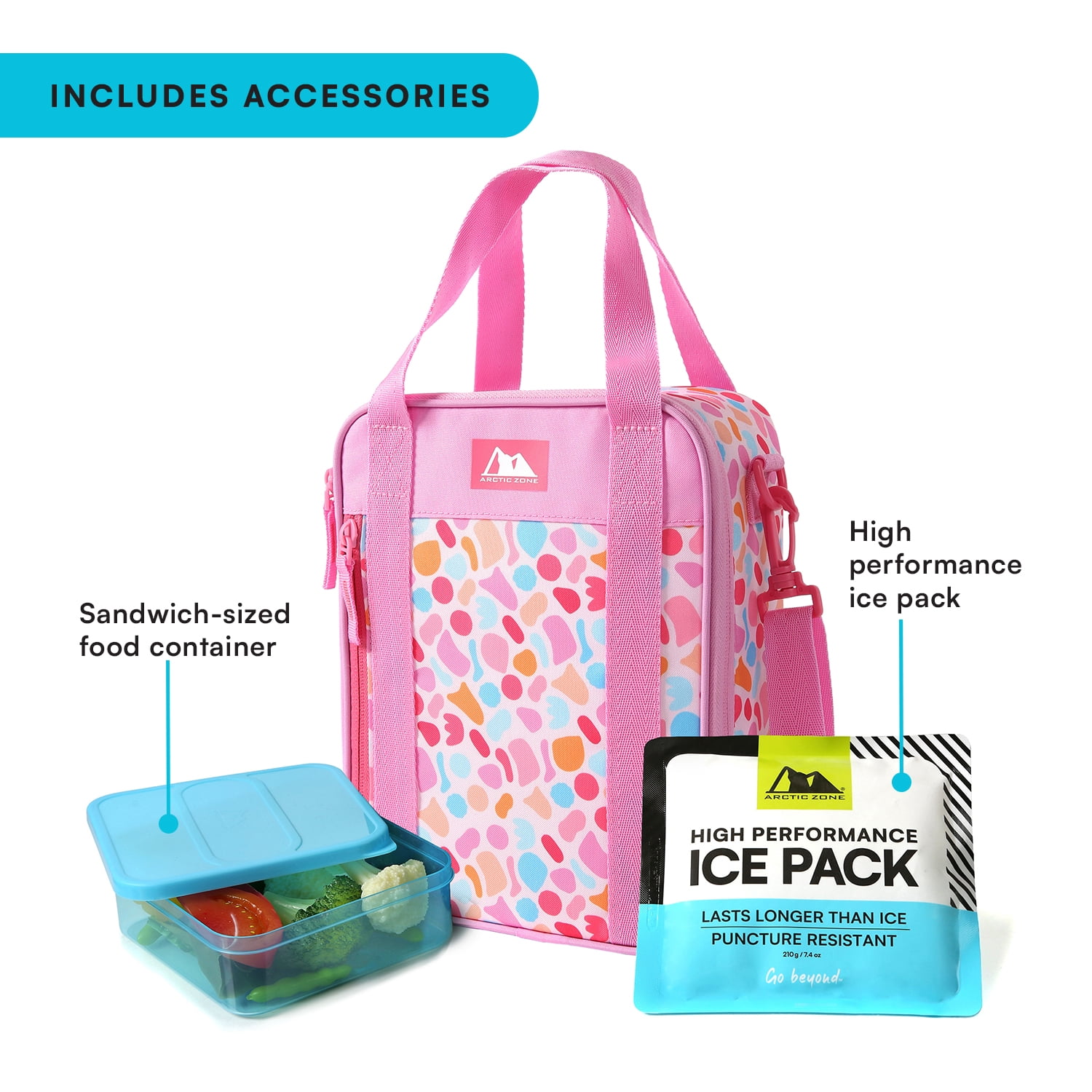 Arctic Zone Urban Lunch Box Combo with Ice Pack and Sandwich Container - Tutti Frutti