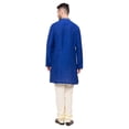 thumbnail image 3 of In-Sattva Men's Indian Embroidered Banded Collar and Placket Royal Kurta Tunic; Royal Blue; XL, 3 of 3