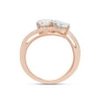thumbnail image 4 of AFFY 6MM Round Moissanite Diamond Two Stone Bypass Engagement Ring for Women 14K Rose Gold over Silver-8, 4 of 7