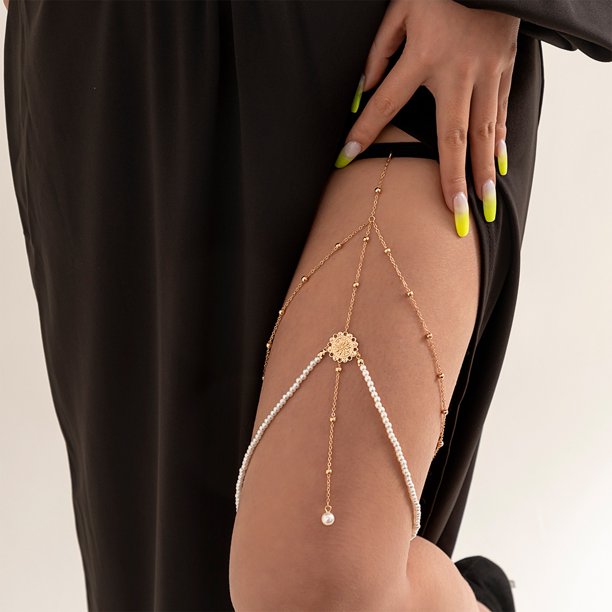 LASHALL GIFT Leg Chains Ladies Body Chains Girls Body Chains Beach Boho Body Chains Pearl Panel