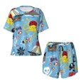 thumbnail image 5 of "Wukai Pirate Marine Animals Women's Pajama Set - Short-Sleeve Top and Shorts with Elastic Waistband and Pockets for Loungewear, Yoga, and Casual Wear-Large, 5 of 8