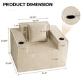 thumbnail image 4 of 41.5"Boneless Chair, Khaki Single Sofa, Corduroy Cloud Sofa for Living Room, 2 Cup Holders, 2 Storage Pockets, No Assembly Required, 4 of 10