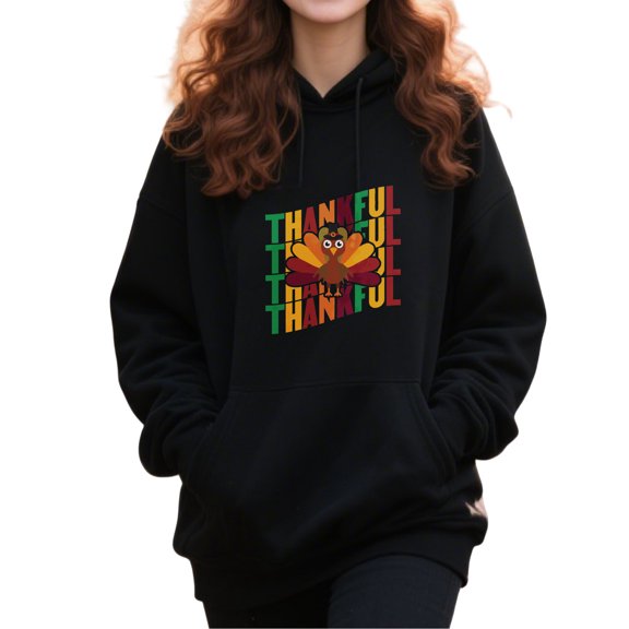 Cool Harvest Thanksgiving Hoodie for Men Women, Funny Turkey Graphic Pullover Hooded Sweatshirt, Cozy Cotton Poly Blend, Holiday Fall Outfit