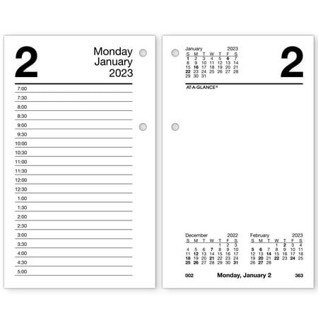 UPC: 0038576778832 | 2023 AT-A-GLANCE 6  x 3.5  Daily Loose-Leaf Desk Calendar Refill White/Black (E717T-50-23)