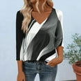 thumbnail image 2 of YUGYXL 3/4 Length Sleeve Womens Boho Tops for Women Teacher Shirts Outfits Teachers Blouses Dressy Casual V Neck Tshirts Black XXL, 2 of 6