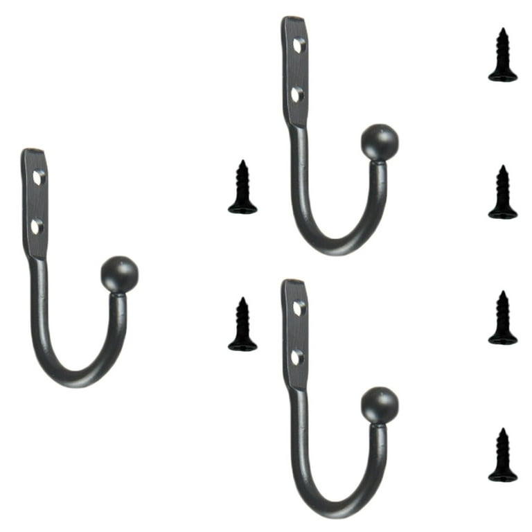 Bestonzon 9 pcs Mini Hook Single Small Size Wall Hooks Decorative Door Hanger  Metal Alloy Wall Hangers Black Hooks(1 hook and 2 screws) 