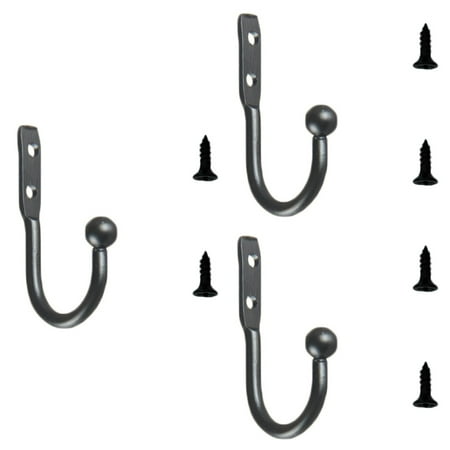 

9 pcs Mini Hook Single Small Size Wall Hooks Decorative Door Hanger Metal Alloy Wall Hangers Black Hooks(1 hook and 2 screws)