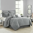 thumbnail image 2 of Lanco Natalie Floral 7-Piece Bedding Comforter Set, Grey, Bed Size California King, Fill Polyester, Leaves, 2 of 7