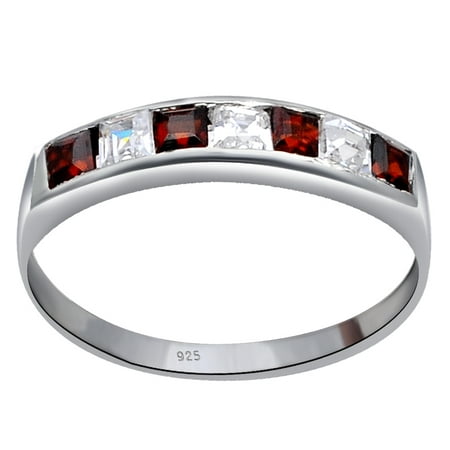 0.89 Ctw Natural Round Cut Red Garnet Ring, January Birthstone Channel 925 Sterling Silver Ring, Best Gift For (Best Engagement Gifts For Her India)