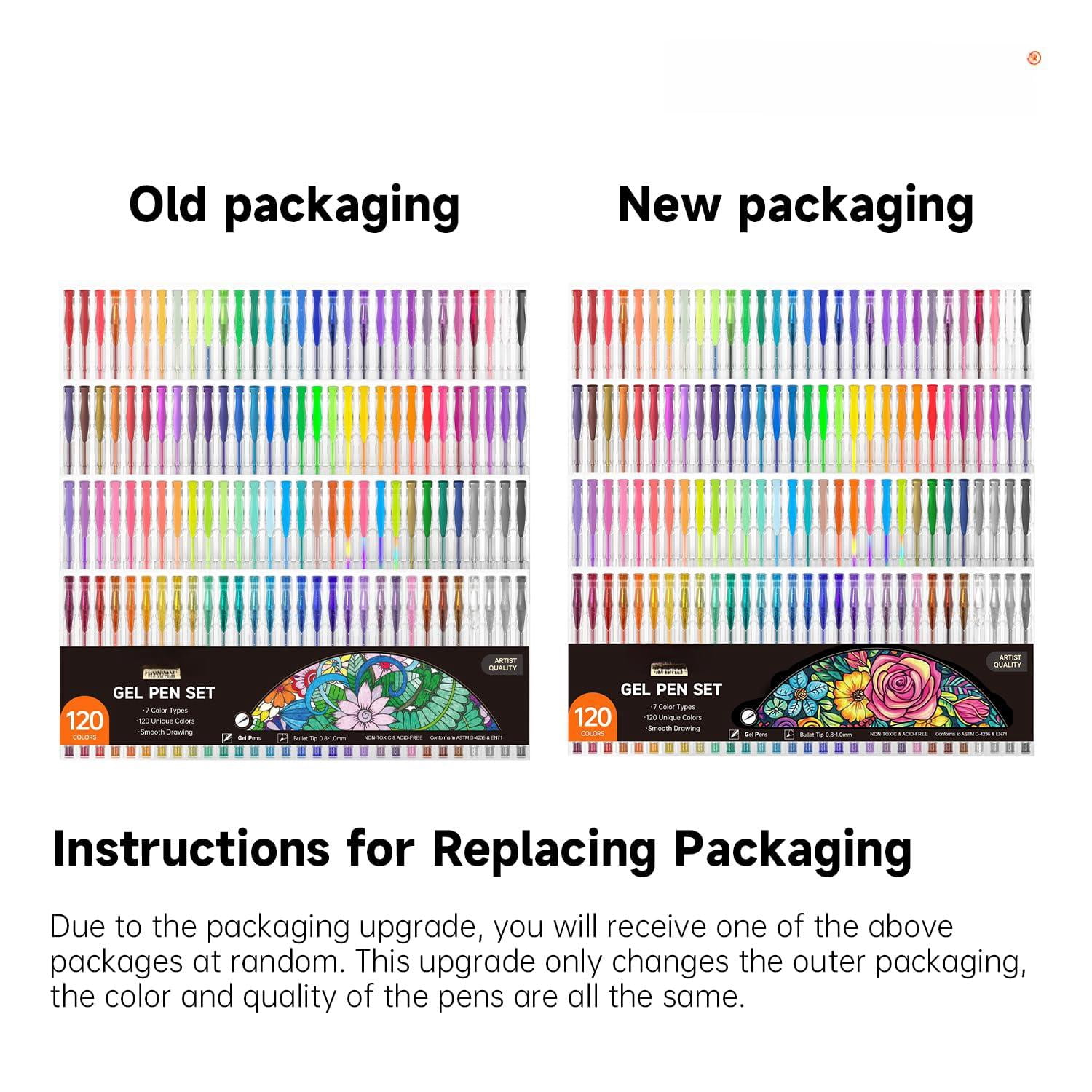 120 Unique Colors (No Duplicates) Gel Pens Gel Pen Set for Adult Coloring Books Art Markers