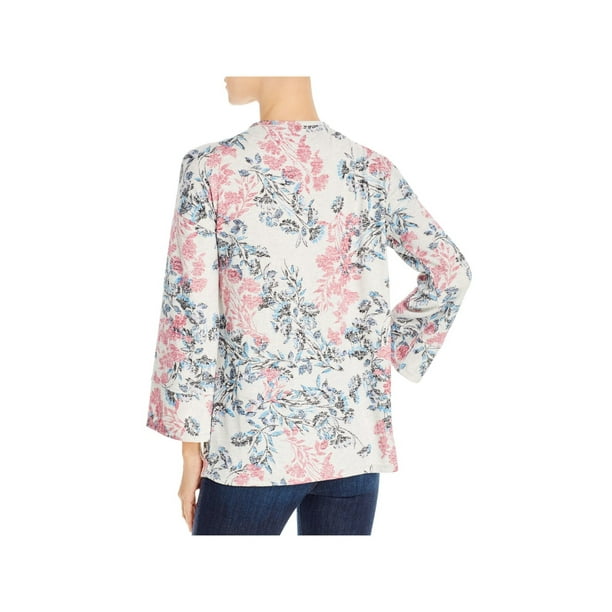 CUPIO BLUSH Womens White Stretch Floral Long Sleeve V Neck Sweater S Walmart