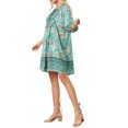 thumbnail image 4 of INSPIRE CHIC Women's Boho Summer Dress Casual 3/4 Sleeve Short Babydoll Floral Print Flowy Beach Dresses L Blue, 4 of 6