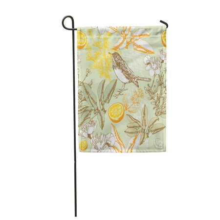 Botanic Garden Tower - KDAGR Orange Pattern Flower Bird Gray Vintage Floral Botanic Fall Garden Flag Decorative Flag House Banner 28x40 inch
