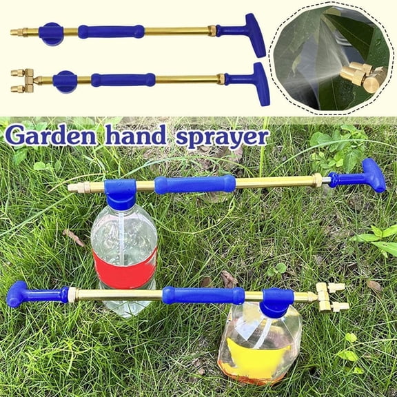 Eoperou Garden Hand Sprayer High Pressure Air Pump Manual Sprayer Adjustable Length Drink Bottle Spray Double Head Handheld Push Pull Copper Pump Gardening Sprayer