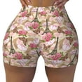 thumbnail image 2 of Logiee Rose Flowers Print Women's Biker Shorts,Workout Gym Shorts,Scrunch Shorts,Tummy Control Hidden Scrunch Running Yoga Shorts-X-Large, 2 of 8