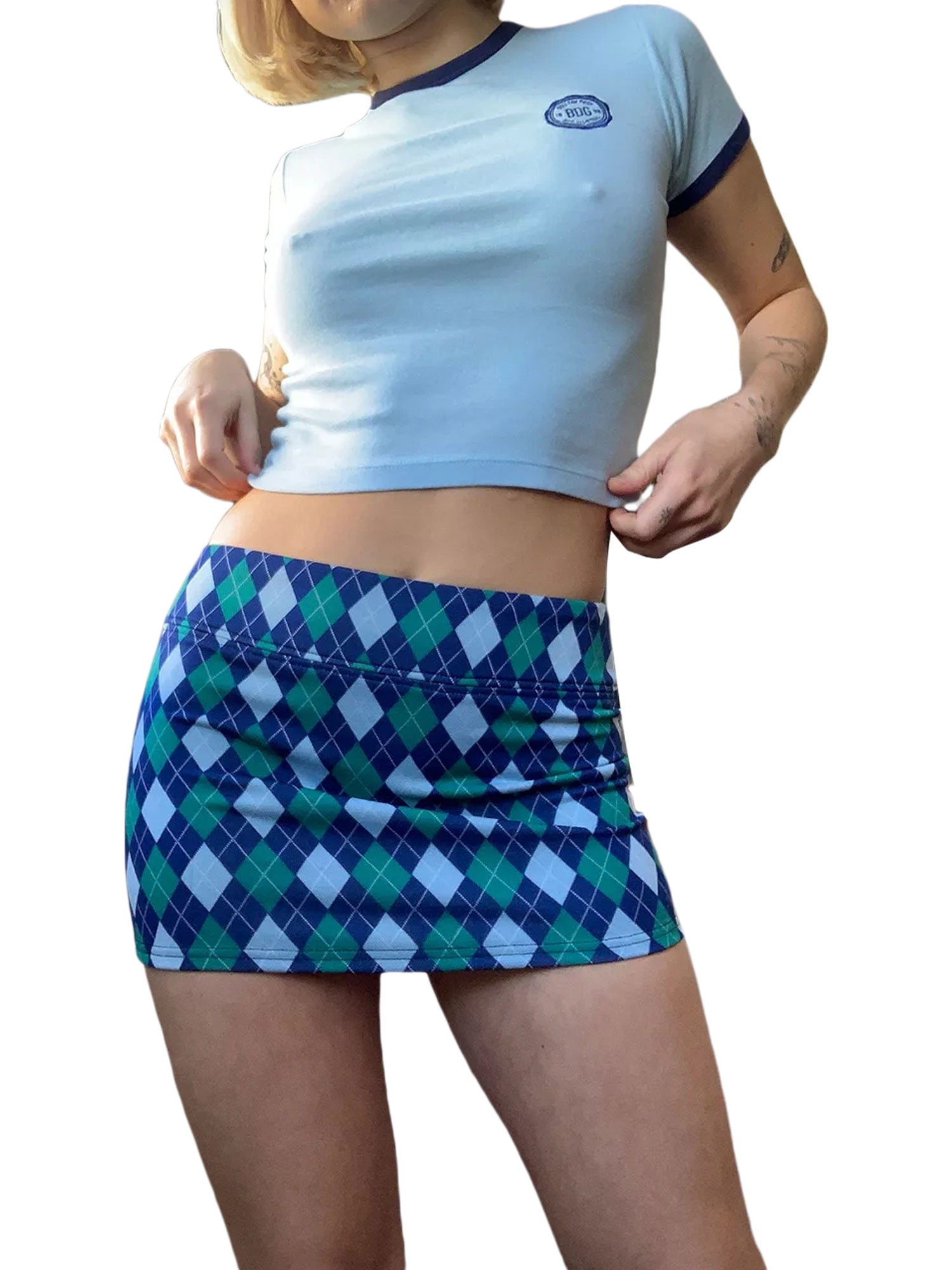 Women Y2K Vintage Mini Skirts Floral Plaid Printed High Waist Pencil Skirt  E Girl Summer Bodycon Short Skirt - Walmart.com