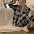 thumbnail image 2 of Conjuntos de Pijamas de Navidad a cuadros para mujer, ropa de dormir coreana, Pijamas de otoño, ropa bonita, Pijamas, conjuntos de pantalones de 2 piezas, ropa de descanso, traje de Pj, 2 of 4