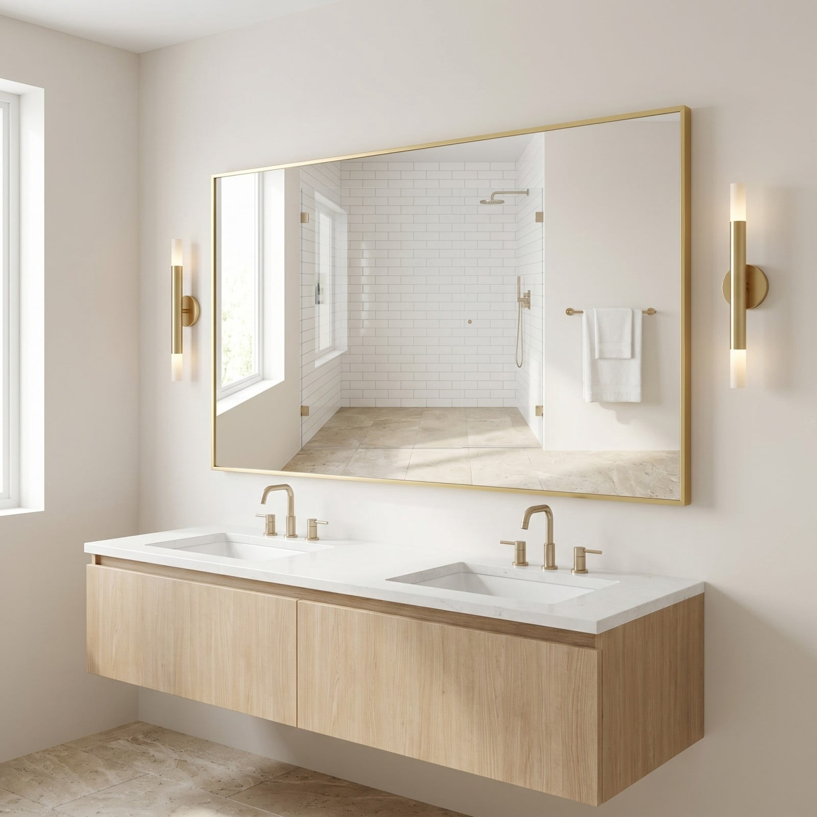 Gleamira 30"x60" Rectangular Full Length Mirror Floor Standing Mirror, Gold