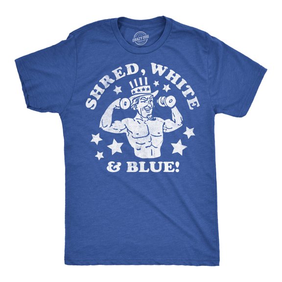 Mens Funny T Shirts Shred White and Blue Sarcastic Fourth Of July Graphic Novelty Tee for Men Graphic Tees
