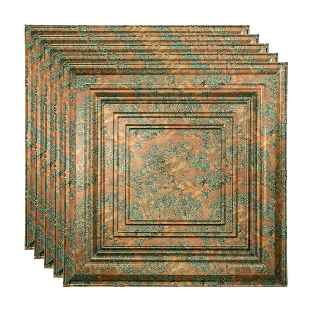 FASÄDE Traditional 3 Decorative Vinyl 2ft x 2ft Lay in Ceiling Panel in Copper Fantasy (5 Pack)