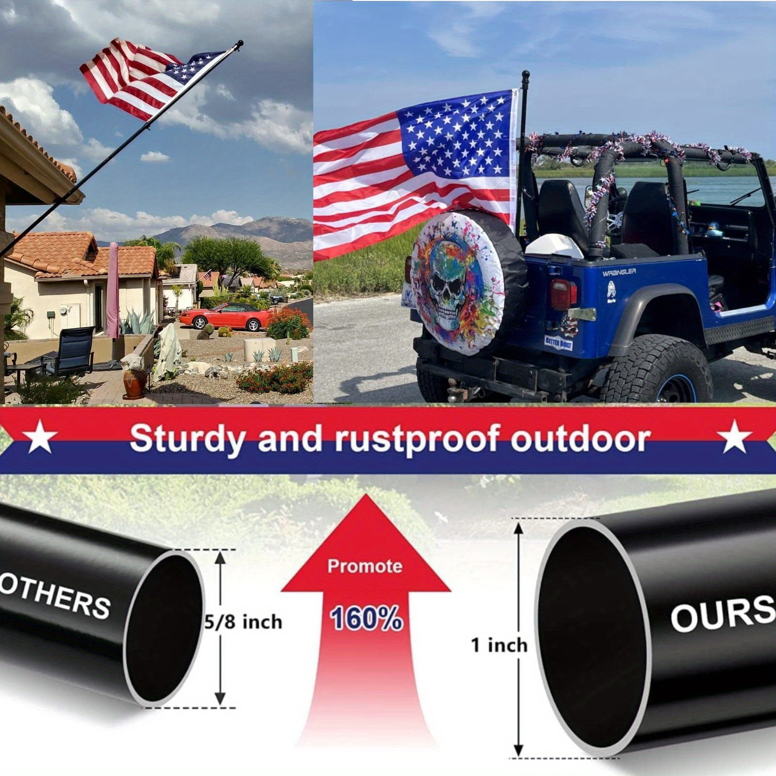 5-7ft Tangle Free Flag Pole for House with Holder Bracket, Residential Flagpole Kit for Outdoor Porch Garage
