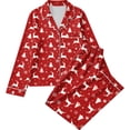 thumbnail image 5 of Enjoytime Women's Christmas Pajamas Print Button Down Long Sleeve Shirts Pants Sleepwear Sets Xmas Soft 2 Piece Plus Size Lounge Set, 5 of 6
