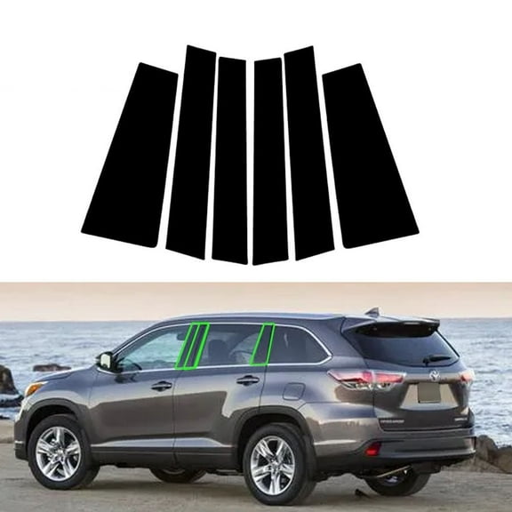 6pcs Glossy Black Pillar Posts Window Cover Trim For 2014-2019 Toyota Highlander