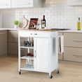 thumbnail image 4 of Gymax Mobile Kitchen Island Cart Serving Utility Trolley Drawer Shelf Towel Rack White, 4 of 10