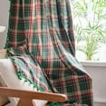 thumbnail image 4 of Nvzi Cotton Linen Tartan Curtains with Tassels Christmas Plaid Window Drapes Rod Pocket(Green,59"x71"), 4 of 5