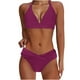 thumbnail image 3 of Trajes de baño Amzcrzy Tankini para mujer, bikini para mujer, trajes de baño de color sólido sin mangas de gran tamaño, traje de baño dividido, traje de baño sin mangas, vino, S, 3 of 7