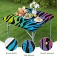 thumbnail image 3 of Colorful Zebra Tablecloth with Gradient Stripes, Rainbow Zebra Pattern, Cute Cartoon Zebra Design, Black and White Print, Aesthetic Animal Table Decor, 3 of 5