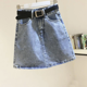 thumbnail image 1 of Falda acampanada de cintura alta de mezclilla gris para mujer, estilo nuevo de verano 2021, falda ajustada informal versátil, versión coreana, 1 of 4