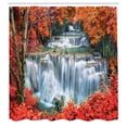 thumbnail image 3 of Ambesonne Landscape Shower Curtain, Botanic Fall Forest, 69"Wx75"L, Orange Red and White, 3 of 5