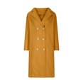 thumbnail image 4 of Fall Winter Savings Clearance 2025!Viikei Winter Coats for Women Plus Size,Women Casual Long Sleeve Loose Fashion Solid Woolen Double Breasted Coat Yellow XXL, 4 of 6