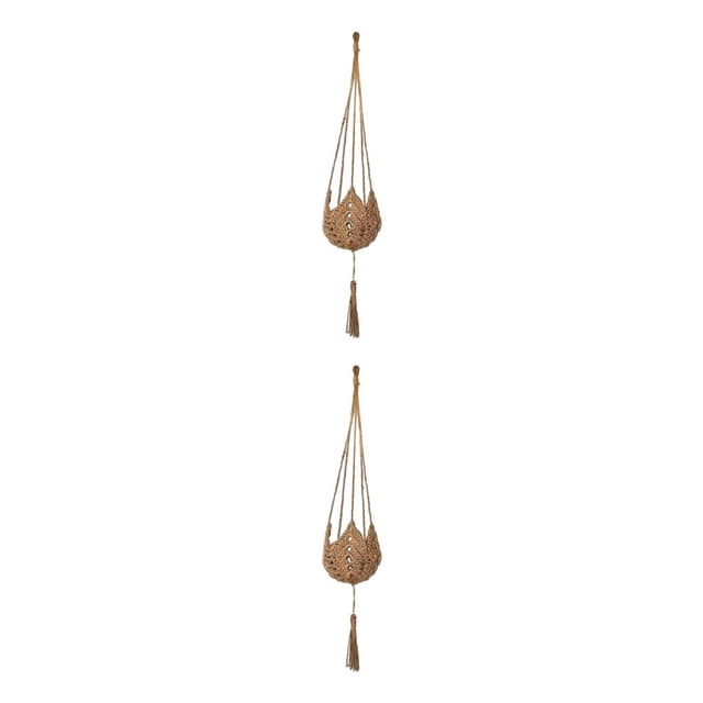 Bewildely Colgador de plantas de ganchillo de yute hecho a mano de fibra Amplia aplicación Durable No es fácil de romper Cesta degradable 120g cesta 120g 101.6 cm 2Conjunto