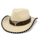 thumbnail image 1 of Western Cowboy Hat for Adult Wide Brims Cowboy Hat Elegant Music Festival Hat Masquerades BullHeads Belt Hat Headwear White, 1 of 4
