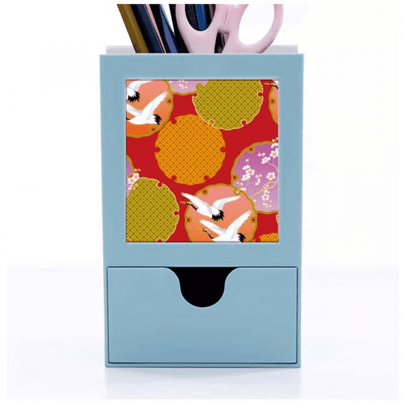 Japan Art Japanese Style Crane Desk Supplies Organizer Pen Holder Card
