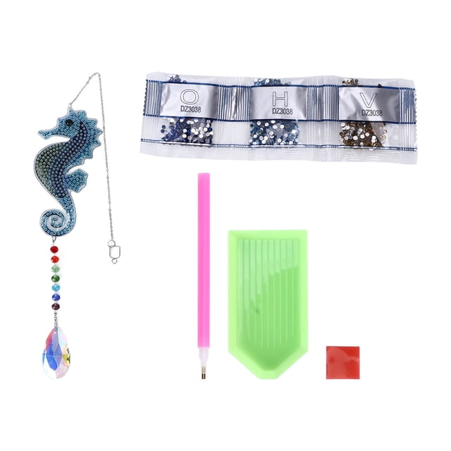 Colgante de diamantes de imitación con forma única de hipocampo, pintura artesanal, adorno decorativo, accesorios para decoración del hogar y ventana