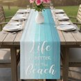 thumbnail image 6 of Table Runners 120 Inches Long Dress Scarves, Teal Blue Summer Beach Farmhouse Coffee/Dining/Kitchen Table Decor Table Runner for Living Room, Coastal Vacation Blue Wooden 13x120 Inch, 6 of 9