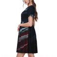 thumbnail image 2 of Fotbe Robe Imprimée Drapeau Américain Mode Décontractée Manches Courtes Robe Maxi T-Shirt Robe Longue Rayée à Blocs de Couleur, 2 of 6