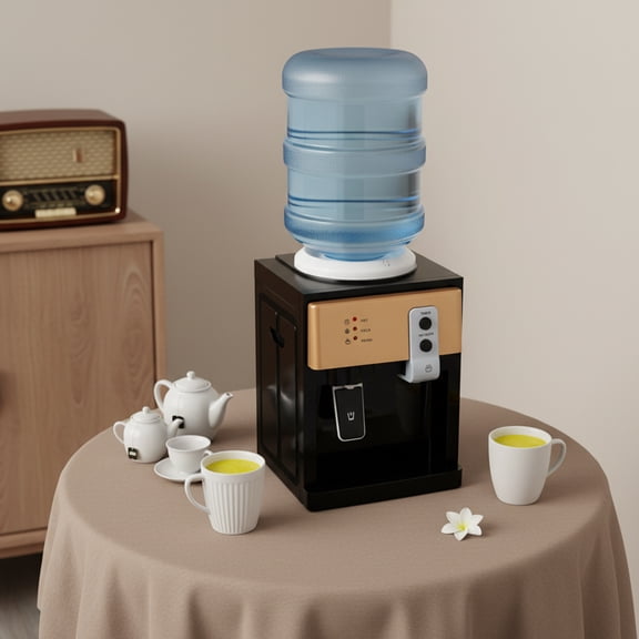 Desktop Water Dispenser, Top Loading Hot and Cold Water Dispenser for 1.2 to 5 Gallon Buckets, Countertop Water Dispenser for Home, Office, Dorm Bedside Use