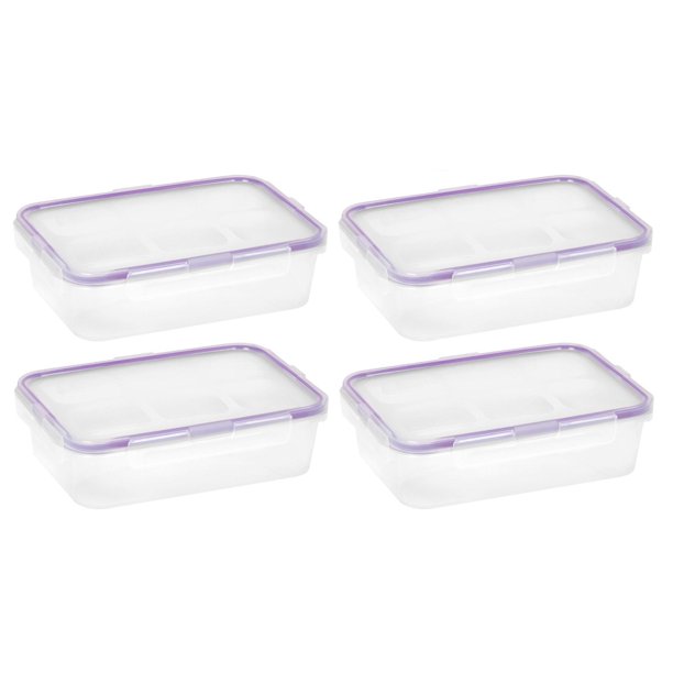 Snapware 1098447 4.5 Cup Airtight Rectangle Container With Purple Seal