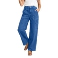 thumbnail image 4 of Tsivenald Womens Cargo Jeans High Waist Multi Utility Pockets Loose Straight Leg Classic Denim Workwear Trousers, 4 of 8